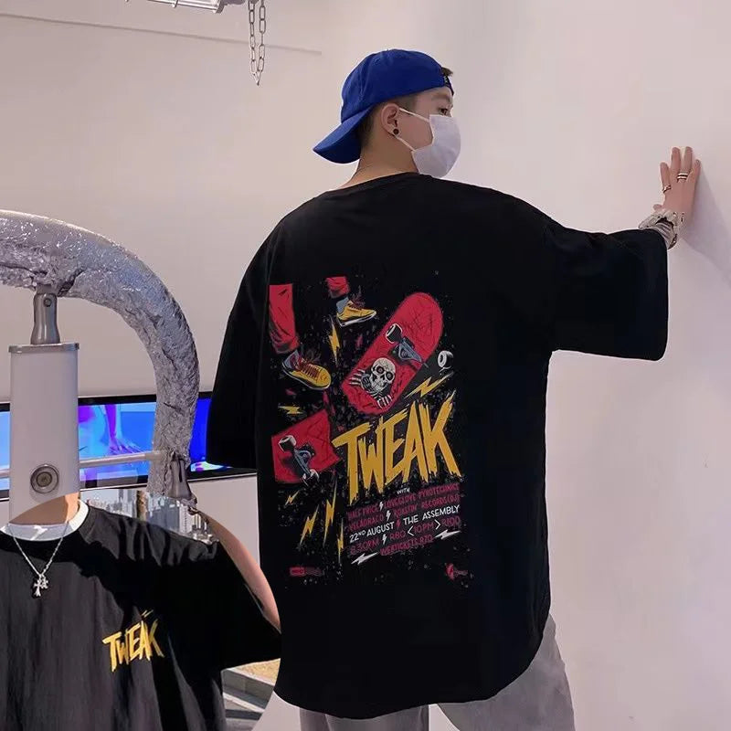 Men's Anime Skateboard T-shirt Hip Hop Fashion