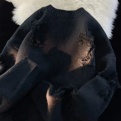 Men Knitted Pullovers Streetwear Sweater Retro Autumn