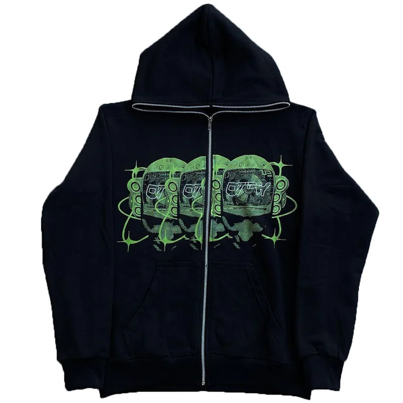 Women Hoodies Printed Pattern Streetwear Oversized  Punk Vintage Loose Casual