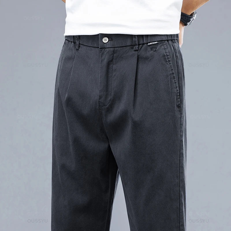 Korean Elastic Waist Lyocell Fabric Casual Pants Men
