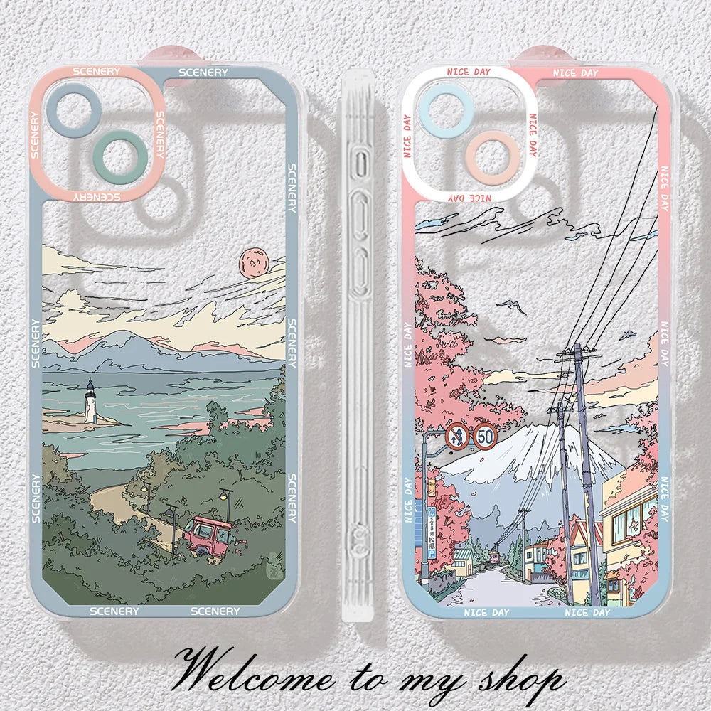 Scenery Sunset Phone Case For IPhone Shockproof Clear Cover