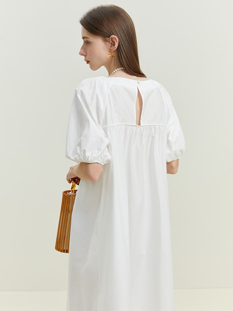 Shirt Dress For Women White Pink Casual Loose Dress