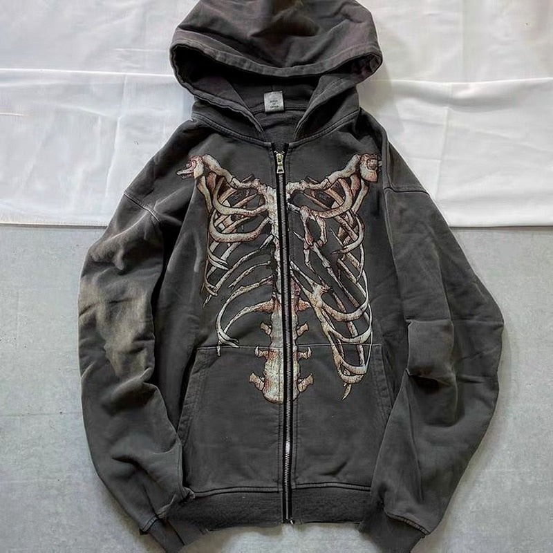 Hoodie Women Y2K Gothic Gothic Streetwear Skeleton