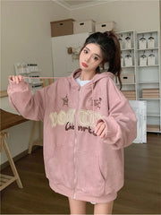 Japanese Harajuku Full Zip Hoodie Goth Dark Academia  Punk Essentials Trashy Y2k
