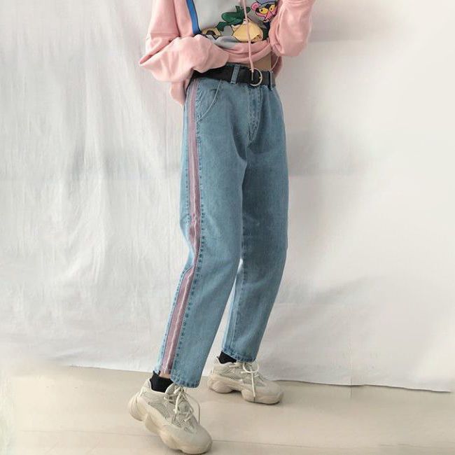 Star Embroidery Baggy Jeans Vintage Washed High Street Style