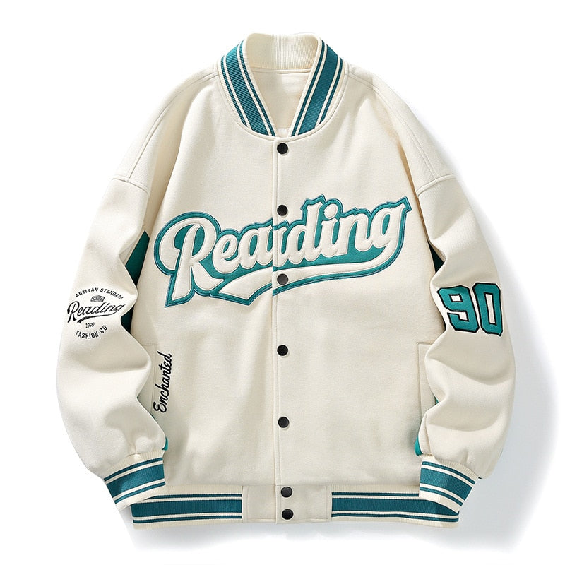 Men Hip Hop Print Pilot Baseball Jacket