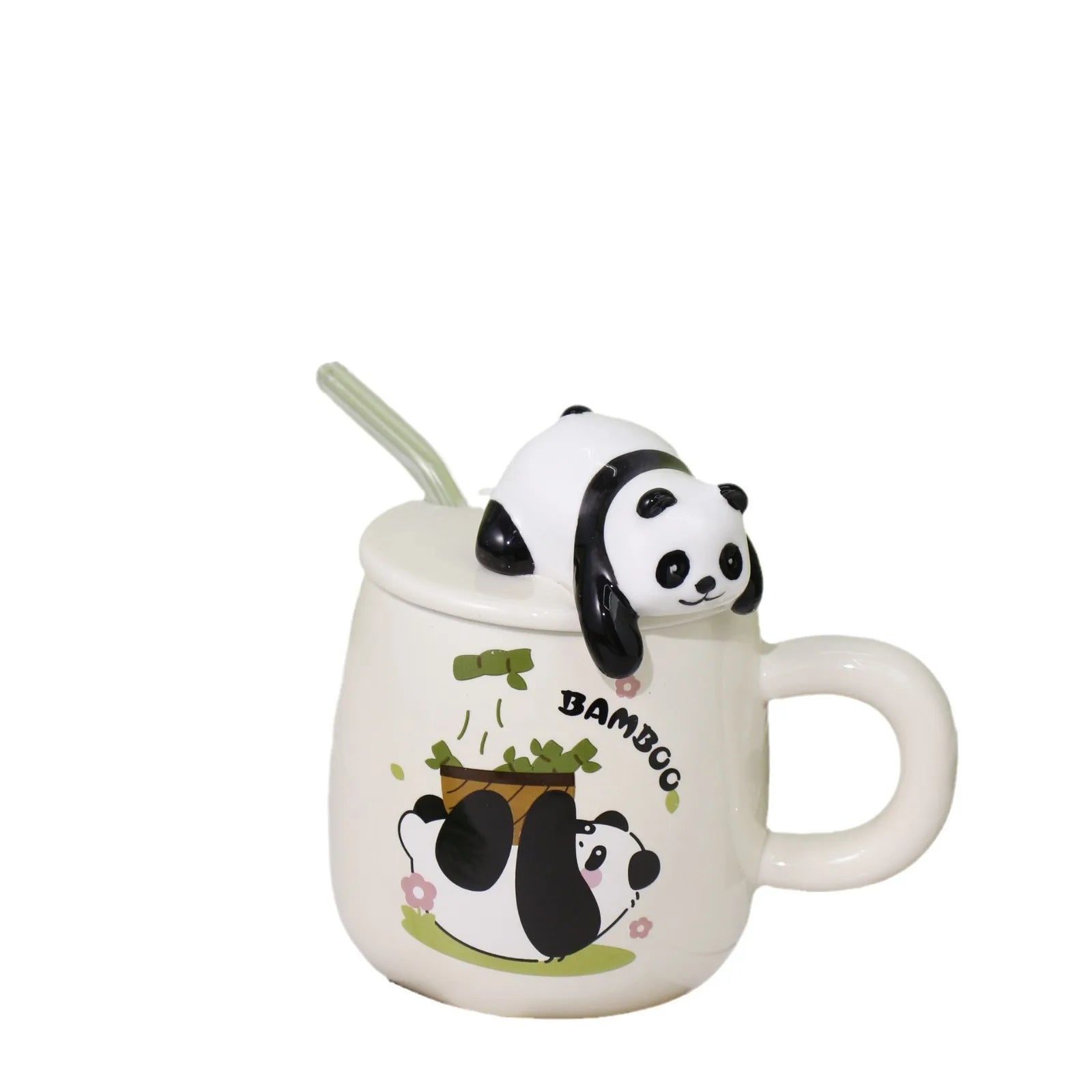 Cute cartoon panda Ceramics Mug 400ml With Lid and Spoon Coffee mugs Milk Tea Mugs Breakfast