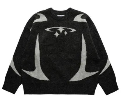 Men's Vintage Knitwear Y2K Stars Print Sweaters Winter Harajuku Oversized Pullover