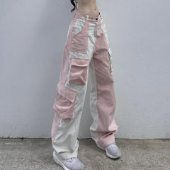 Corduroy Cargo Pants for Women High Waist Street Trend with Multi Pocket Design