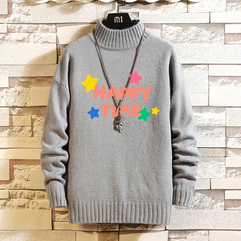 2023 Winter Turtleneck Sweater Harajuku Graphic Knitwear for Couples