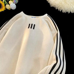 Round Neck Long Sleeves Hoodies Y2k Sweatshirt Retro Coat Hooded Shirt