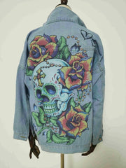 Skull Jacket Women Streetwear Fashion Printed Denim for Women