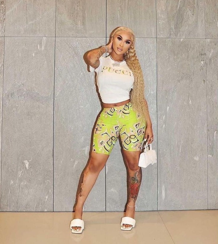 Tropical Pucci Two Piece Biker Set