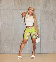 Tropical Pucci Two Piece Biker Set