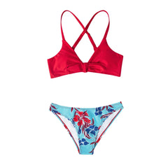 Red Floral Bikini Set