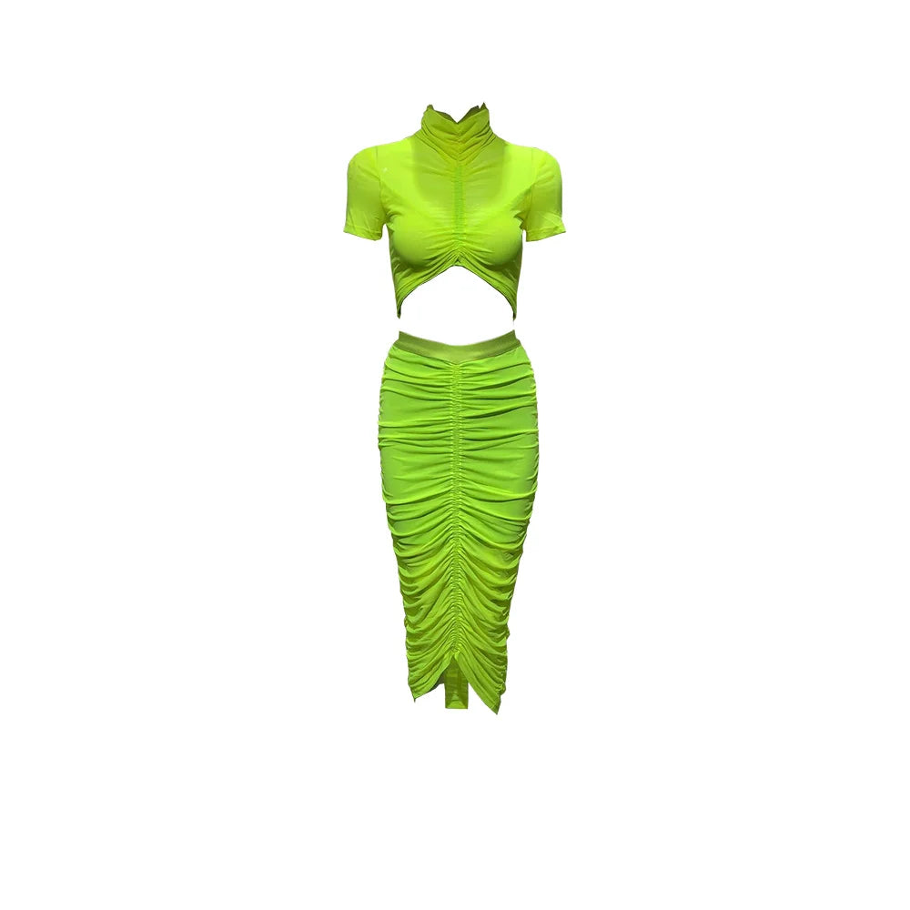 Symone Pleated Bandage Skirt Set