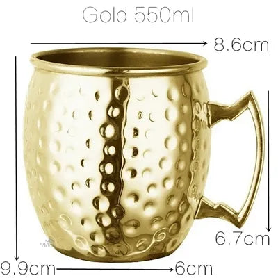 1pcs 550ml 18 Ounces Moscow Mule Mug Stainless Steel Hammered Copper Plated Beer