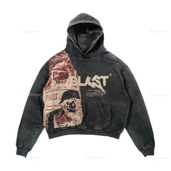 Hoodie Coats Casual Alphabet Blast Print Pattern Skull Fashion Hoodie Men Harajuku