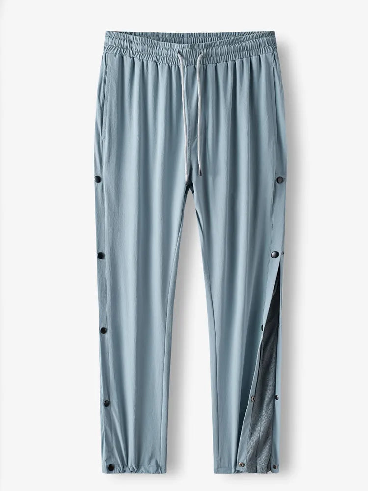 Men's Sweatpants: Side Button Loose Casual Straight Pants