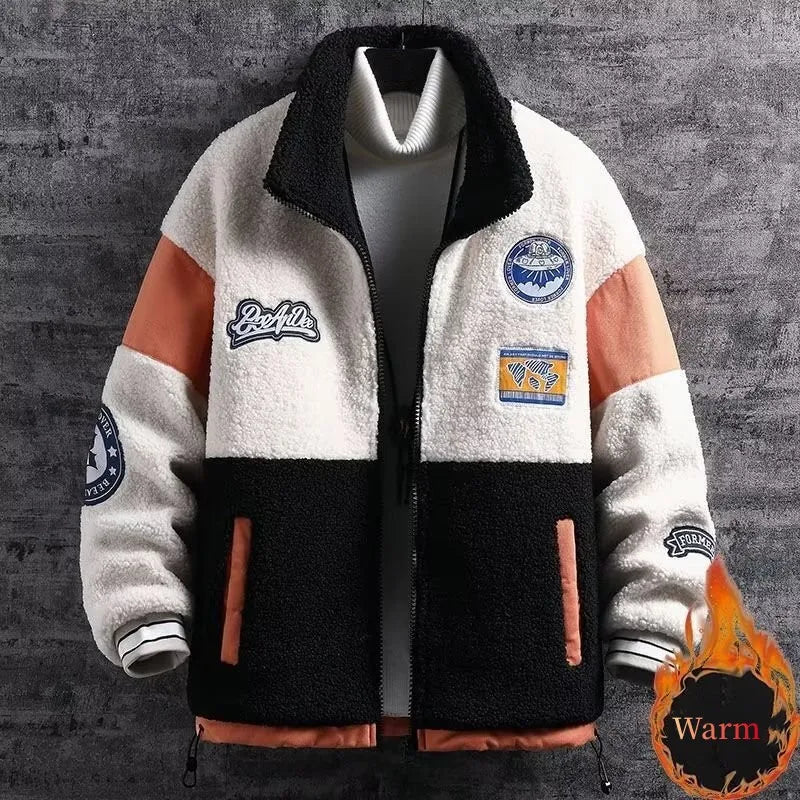 Letter Jackets 2024 New Winter Zipper Coat Male Thick Warm Fleece Padded