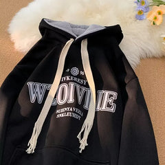 Hoodies Y2k Hoodie American Retro Velvet Casual Sweatshirt Men's Winter