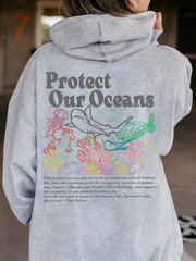 Protect Our Oceans Respect the Local Print Women Hoodie Long Sleeves