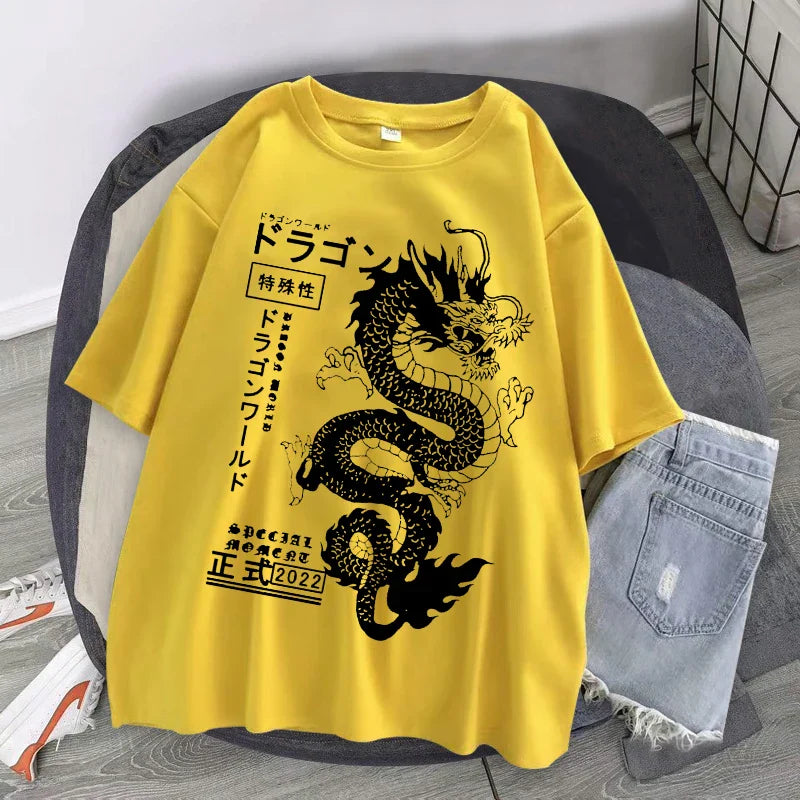 2024 Dragon Print T-Shirt Streetwear