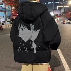 Korean Style Winter Parka: Men Casual Harajuku Jacket with Zipper Thickened Loose Fit