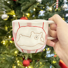 Ceramic Mug Hand Pinched Irregular Porcelain Coffee Cup Breakfast milk oatmeal cup