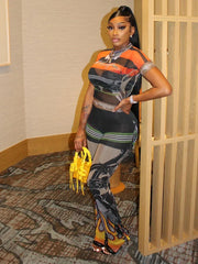 New Flame Mesh Pants Set