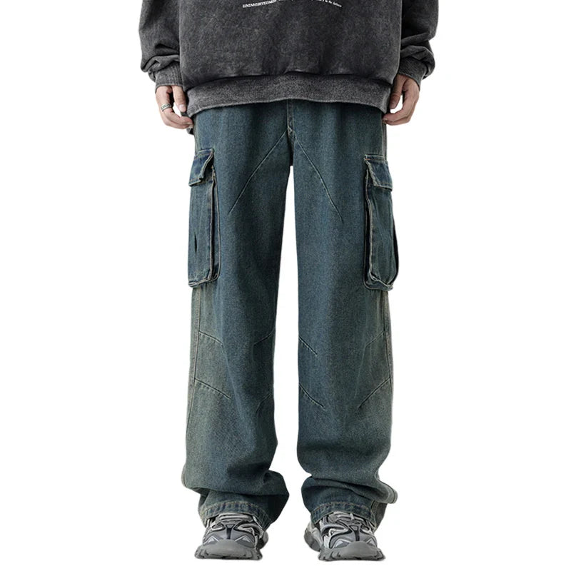 Baggy Pants Men Jeans Denim Trousers Wide Pants Tide Loose Fit Hip Hop