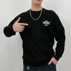 Spring Autumn Men's Sweatshirt Print Long Sleeve Top Korean Fashion Streetwear