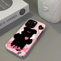 Black Earphone Bear Half Pack Film Hard Case mobile phone housing