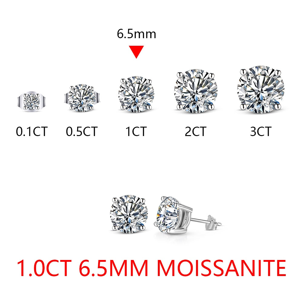 2 Carat 8.0mm D Color Moissanite Top Quality 100% 925 Sterling Silver