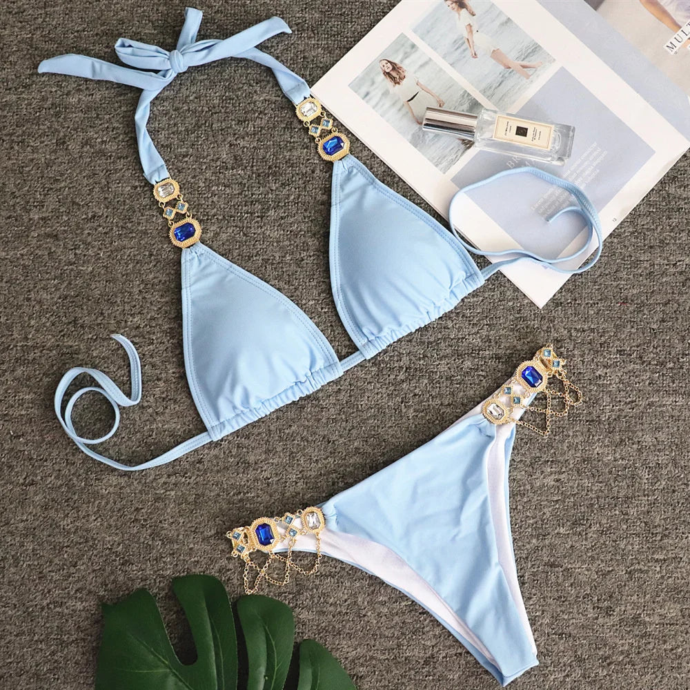 Seductive Lace-Up Halter Bikini Set