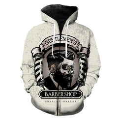 Cartoon Skull Barber Zipper Hoodie 3D Printed Funny Fashion Harajuku Top Hot Sale