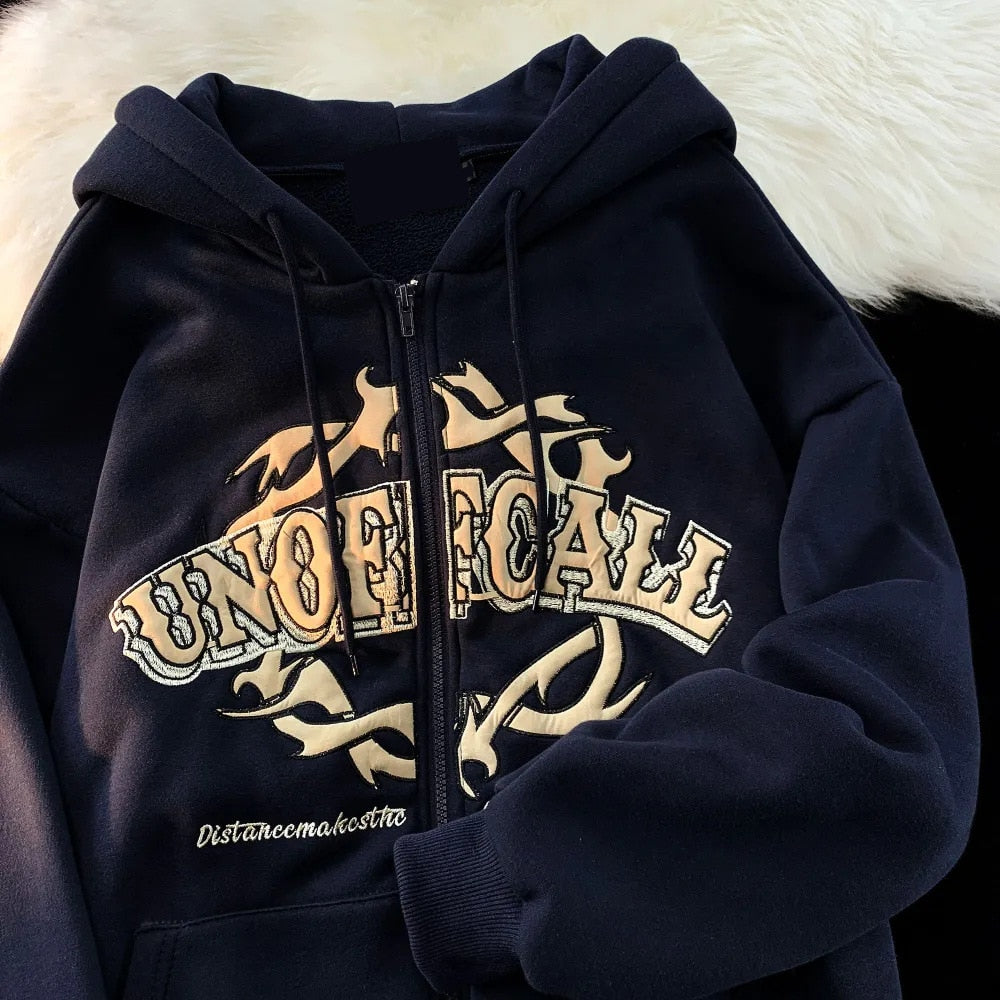Hoodie Women Clothes Full Gothic Web Sweatshirt Grunge Oversized