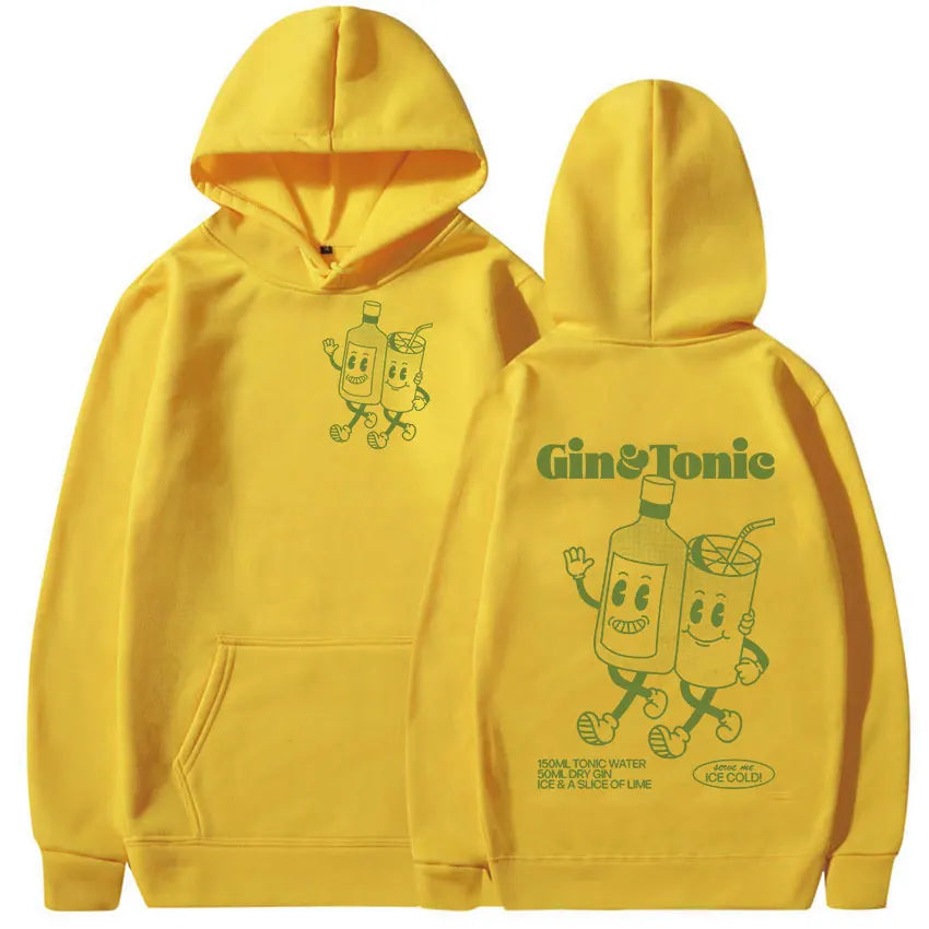 2024 Cute Gin Tonic Cartoon Hoodie Casual Fashion