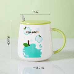Cartoon Ceramics Corgi Mug With Lid and Spoon Coffee Milk Tea