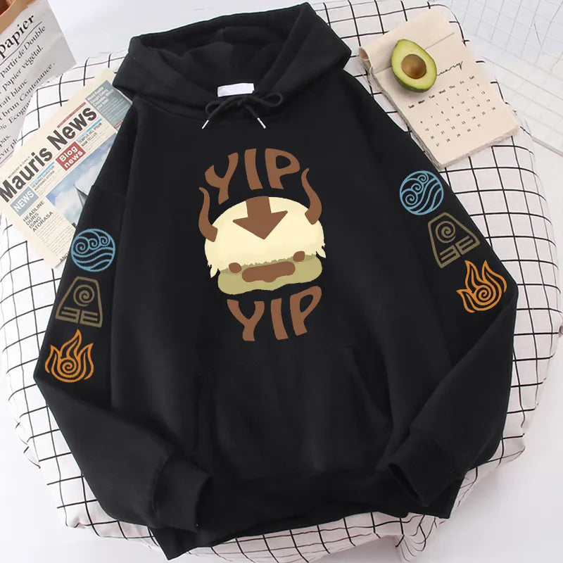 Avatar The Last Airbender Hoodie Appa YIP Letter Print Long Sleeve Autumn