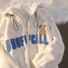 Hoodie Cotton Clothing Women Cute Ears Lamb Velvet Cotton Fashion Loose  Hoodie Warm Coat