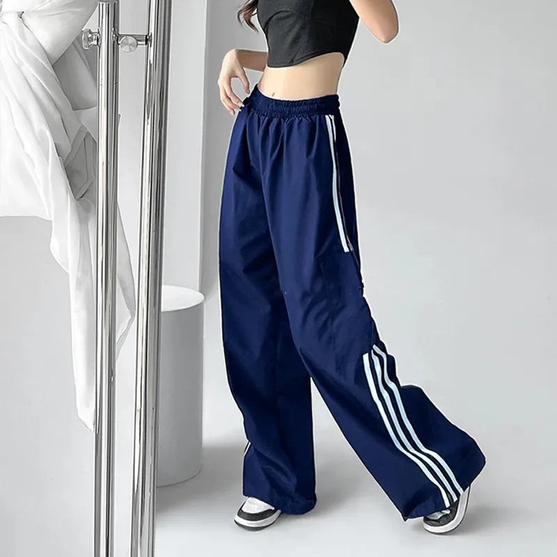 Streetwear Baggy Wide Leg Cargo Pants Bf Y2K High Waist