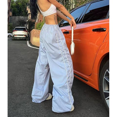 Y2K Women's Cargo Pants: Loose-Fit Parachute Style Wide Leg Trousers