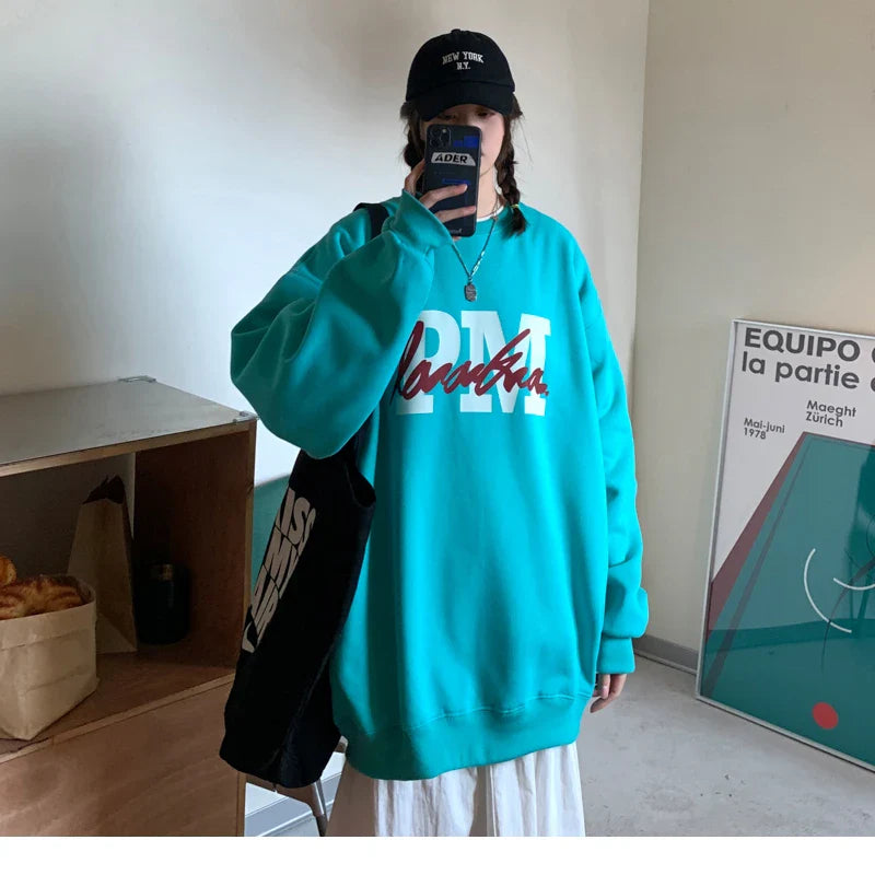 Y2k Sweatshirt Kpop Letter Print Long Sleeve Casual Couples Hoodie Tops Autumn