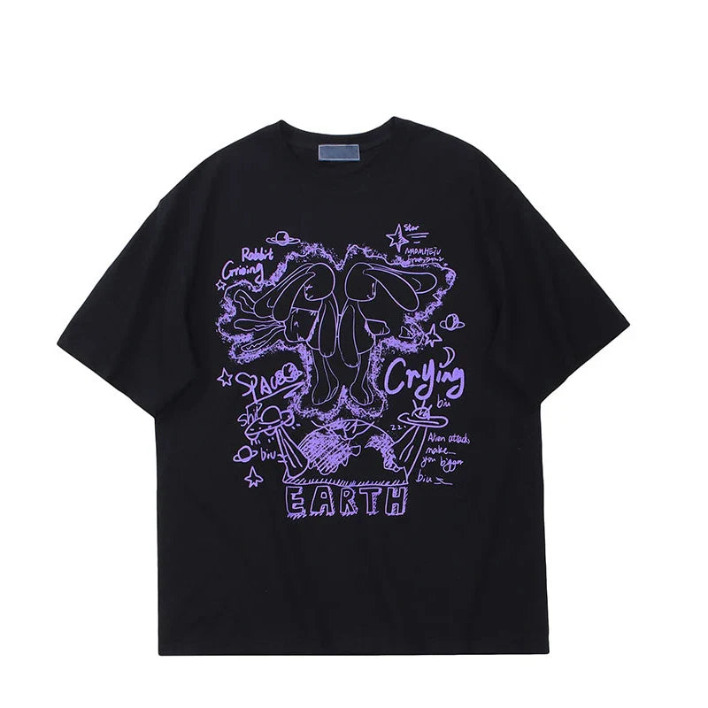 Men's T-shirt Retro Graffiti Punk Funny T Shirt Girls Summer Print Short