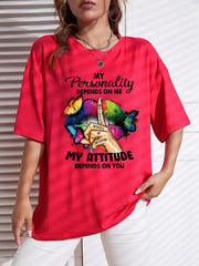 Lips & Hands Print Casual Women's T-Shirt