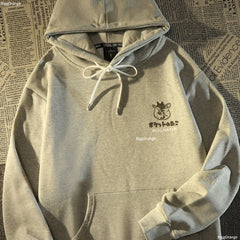 Retro Cat hoodie Streetwear Women Loose Japanese Oversize Silver Fox Velvet Coat