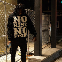 Men Foam No Risk No Stop Letter Print Hip Hop Hoodie