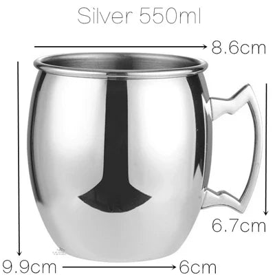 1pcs 550ml 18 Ounces Moscow Mule Mug Stainless Steel Hammered Copper Plated Beer