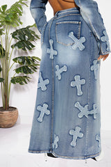 Super Babe Maxi Skirt Denim Two Piece Set